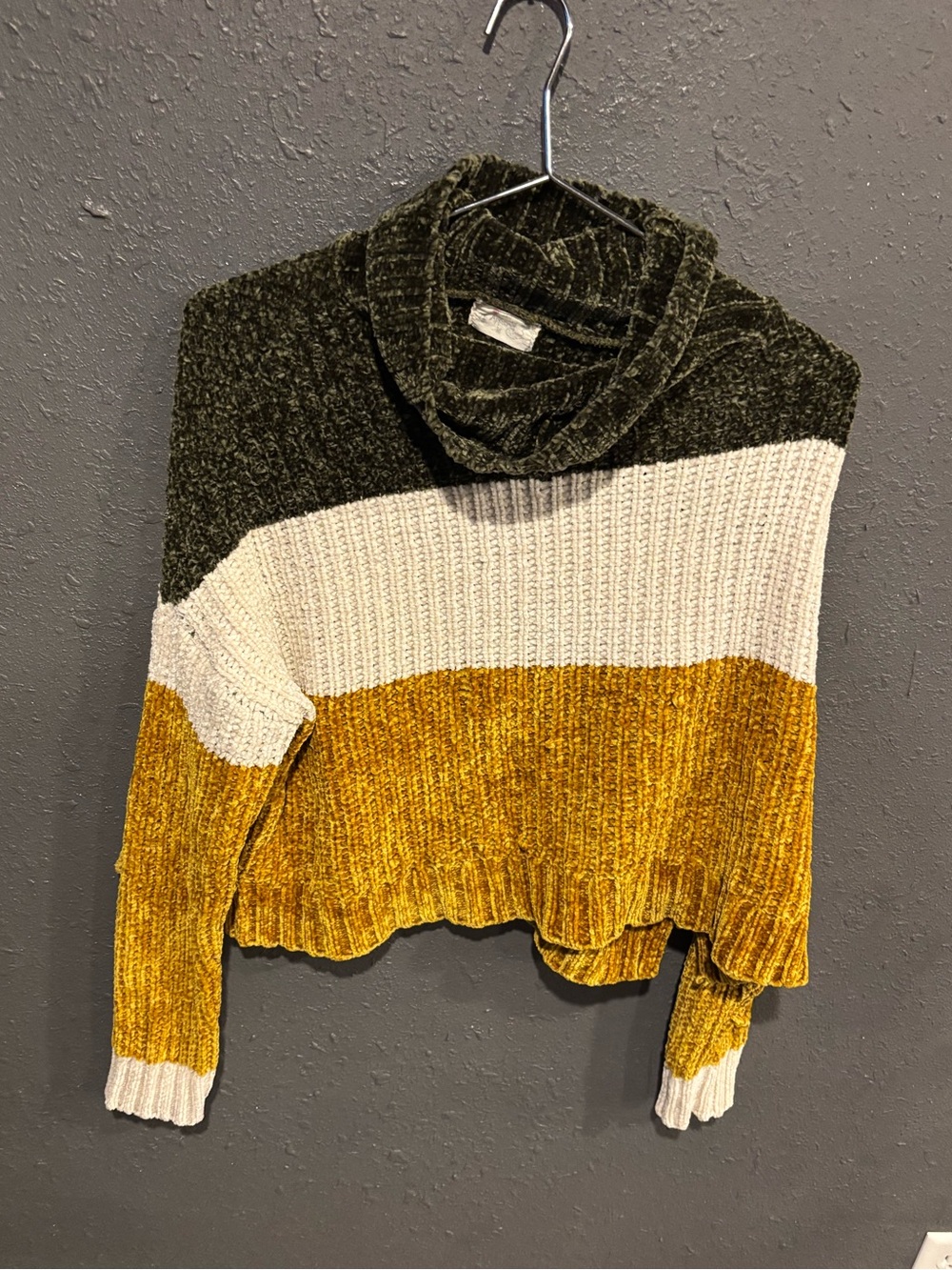 Love Apparel Cozy Colorblock Chenille Turtleneck Sweater